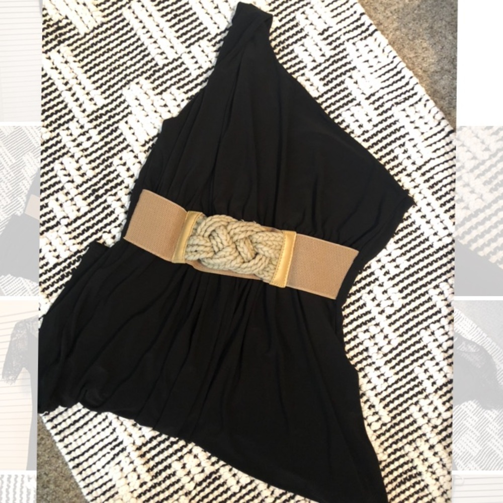 Boston Proper One Shoulder Belt Dress